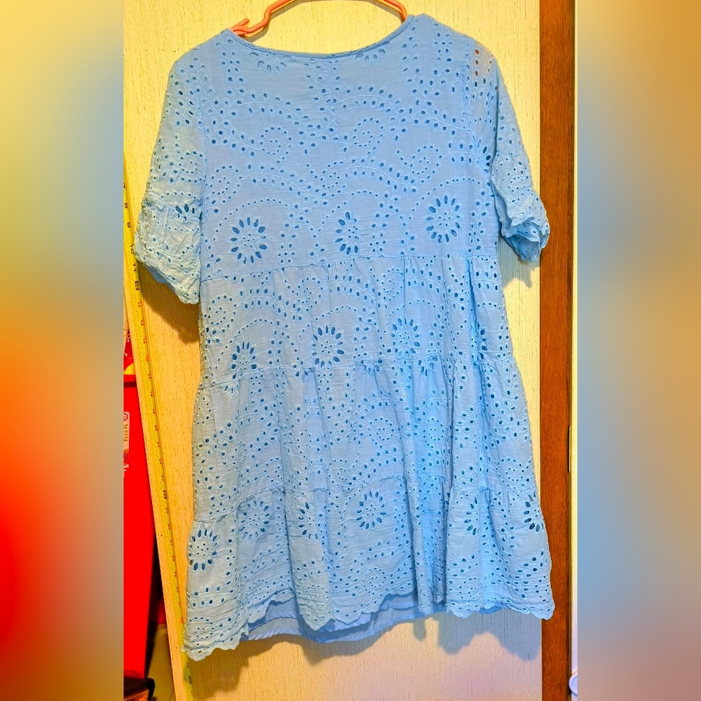 SHEIN Light Blue Eyelet Dress